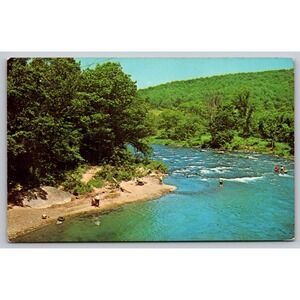 Fish's Eddy NY Beaverkill River Fly Fishing Vintage Postcard Catskills